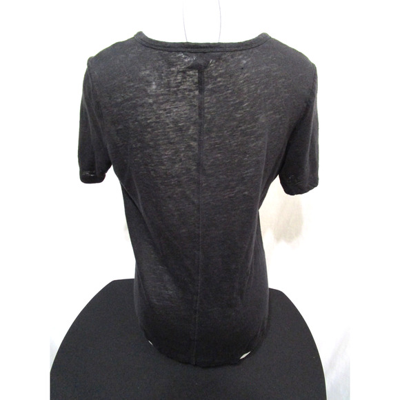 Banana Republic Black Semi-Sheer Linen Blend V Neck T Shirt Women S - Picture 6 of 7